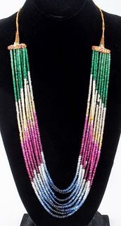 Multi-Colored Gemstone Rondelle Necklace