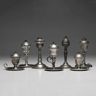 Pewter Fluid and Whale Oil Lamps