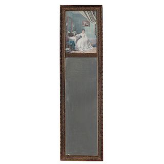 Mirror with Lithograph of a Woman
