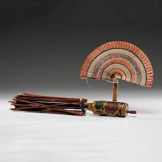 Painted Decorated Yarn Swift and Hand Fan