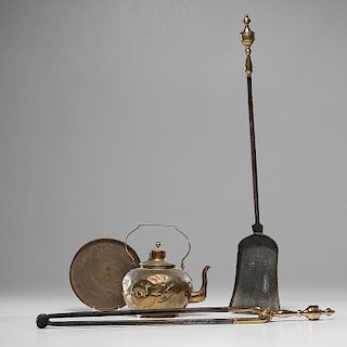 Brass Kettle & Fireplace Tools