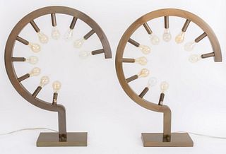 Industrial Modern Bronzed Metal Table Lamps, 2