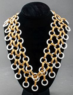 Yves Saint Laurent White & Gold-Tone Necklace