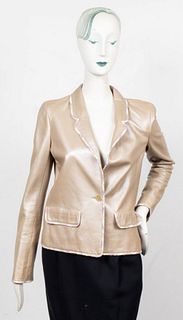 Chanel Lambskin Leather and Tweed Trim Jacket