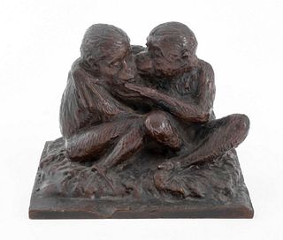 Bronze Animalier Sculpture of 2 Monkeys Embracing