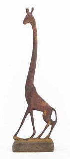 Art Deco Gilt Bronze Animalier Giraffe Sculpture