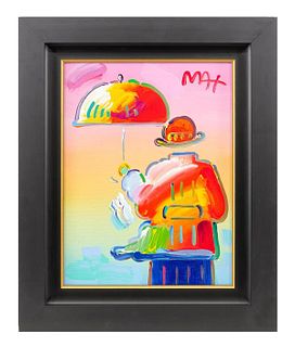 Peter Max  Acrylic on Canvas ""Umbrella Man""