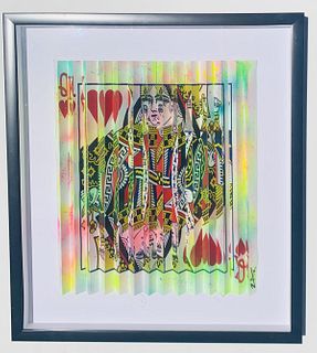 E.M. Zax One-of-a-kind 3D polymorph mixed media on paper "Playing Cards"