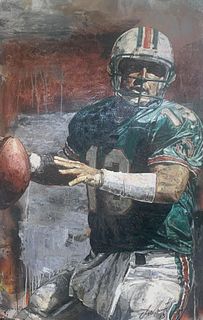 Stephen Holland  Hand embellished giclee on canvas "Dan Marino  "