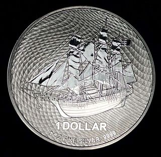 2023 Cook Island $1 Bounty Ship 1 ozt .9999 Silver