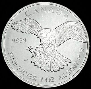 2014 Canada $5 Peregrine Falcon 1 ozt .9999 Silver