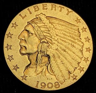 1908 Gold $2.50 Indian Head AU
