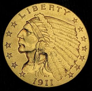 1911 Gold $2.50 Indian Head VF