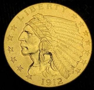 1912 Gold $2.50 Indian Head AU