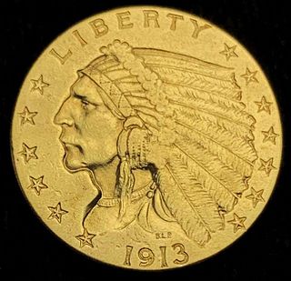 1913 Gold $2.50 Indian Head AU58