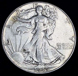 1945 Walking Liberty Silver Half Dollar AU58
