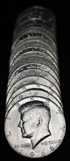 Roll 1968 (20-coins) 40% Silver Kennedy Mint Condition 