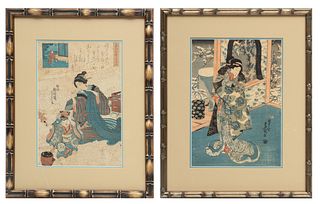Japanese Woodblock Prints H 13'' W 9'' 2 pcs