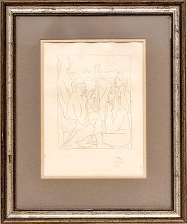 After Pablo Picasso (Spanish, 1881-1973) Etching On Paper, 1930, Nestor's Stories About The Trojan War, Les Metamorphoses, H 9'' W 6.75''