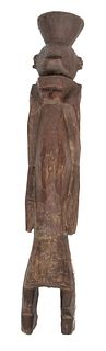 Mumuye, Nigeria African Carved Wood Standing Figure Early 20Th Century H 17" W 3" D 3"