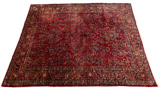 Antique Persian Sarouk Handwoven Wool Rug, C. 1920s/30s, W 9' L 11' 3''