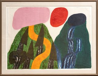 Carol Summers (American, 1925-2016) Woodcut In Colors On Paper, 1984, Himalaya, H 36'' W 49''