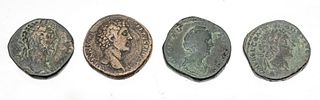 Marcus Aurelius Sestertius Mars And Victory, Faustina Senior Sestertius, And Commodus Sestertius Roman Coins, 4 pcs