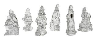 Waterford (Irish, 1783) Crystal Sculptures, Santa Claus Figurines, H 5.5'' W 4.25'' Depth 3.75'' 6 pcs
