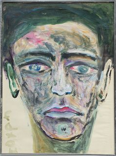 Jack Faxon Abstractd Portrait, Mixed Media H 23'' W 17''