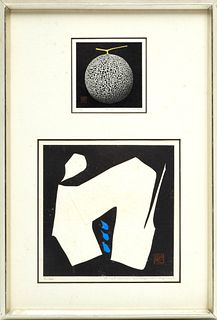 Maki Haku (Japanese, 1924-2000) Woodblock Print On Embossed Paper Diptych, H 7.75'' W 7.75''