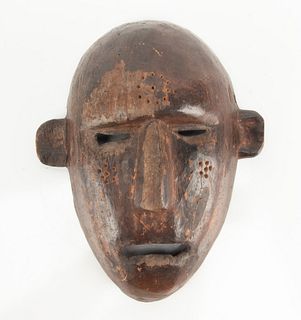 African Carved Wood Mask H 7.5" W 6" D 2.75"