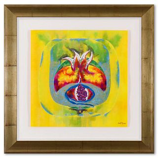 Lu Hong, "Mudra - Dhyan (2011)" Framed Original Mixed Media Painting, Hand Signed with Letter of Authenticity.