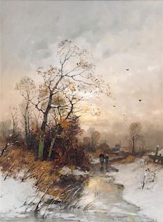 Heinz Flockenhaus, (German, 1856-1919), Evening Stroll