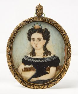 Abraham Parsell-Miniature Portrait Of Young Woman