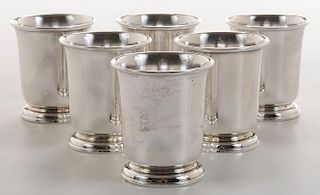 Set of Six French Silver Cups