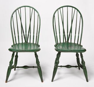 Pair of Green Windsor Chairs