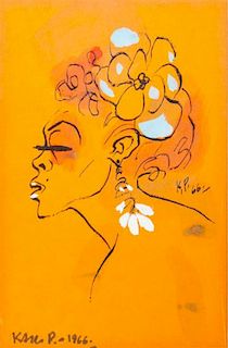Karl Priebe, (Wisconsin, 1914-1976), Flowers in Her Hair, 1966