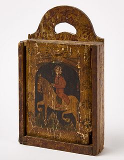 Slide Top Candle Box with Horse and Rider