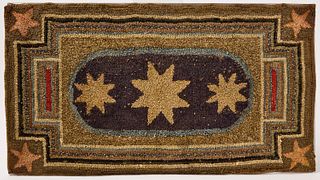 Hooked Rug with Stars