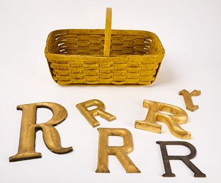 Yellow Market Basket with Group of Letters