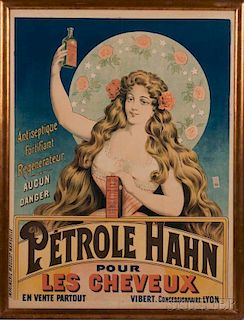 Framed Advertising Poster:      Petrole Hahn pour les cheveux