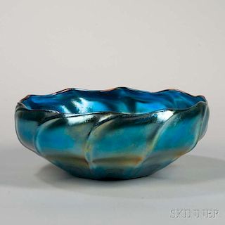Large Tiffany Blue Favrile Bowl
