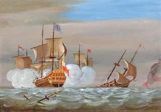 Francis Swaine  , (British, 1740-1782), Battle at Sea