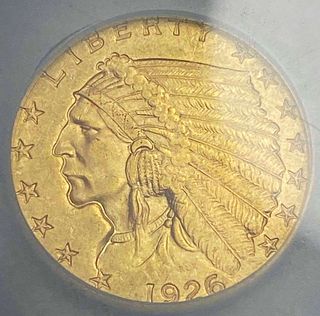 Old SEGS 1926 Indian Head $2.50 Gold MS62