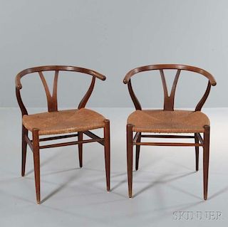 Two Wishbone-style Chairs After Hans Wegner