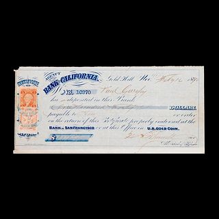Bank of California Check, 1870.