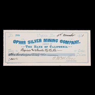 Ophir Silver Mining Co. Check to V&T RR, 1901.