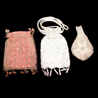 Three Vintage Crochet Purses.
