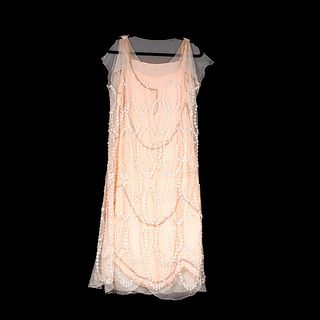 Pink Silk and Mesh Lace Dress, c. 1920s.