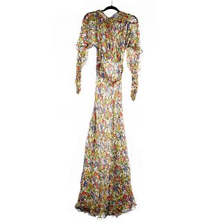 Vintage Floral Chiffon Gown.